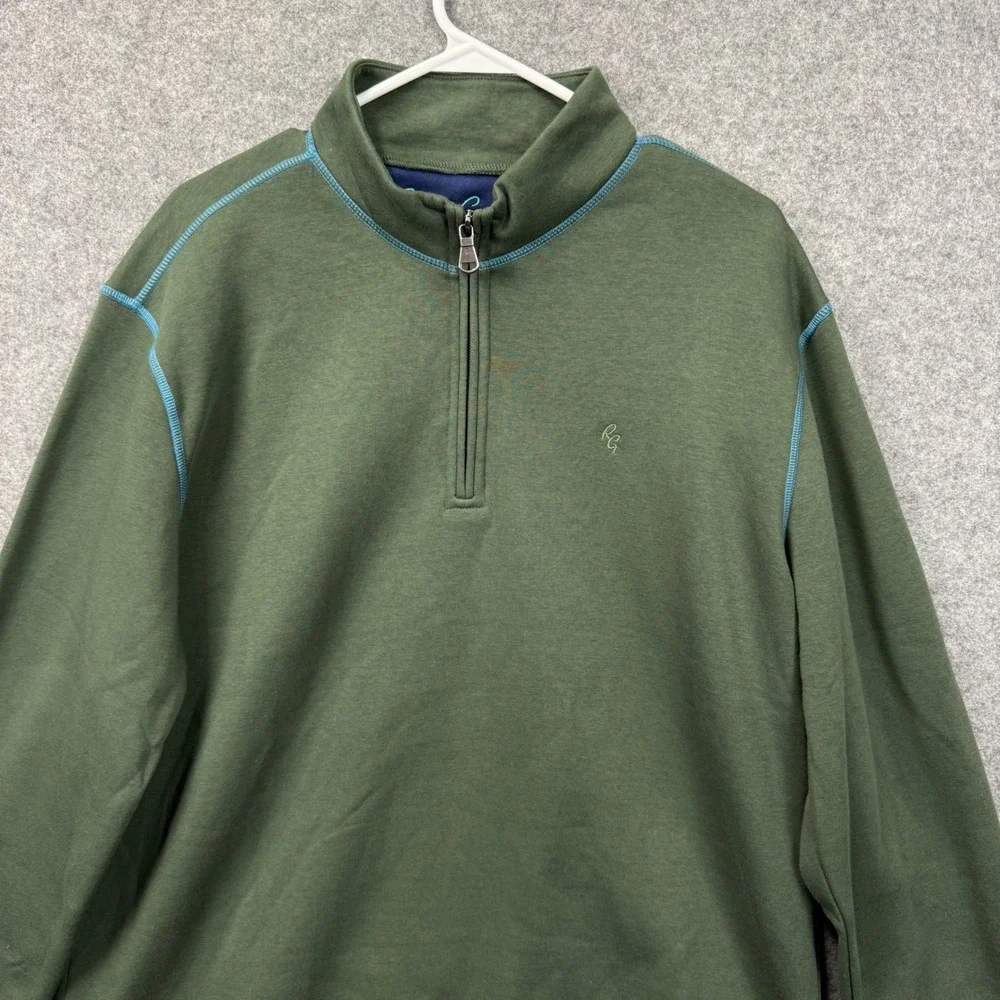 Robert Graham Fulham‎ Mens Deep Forest Green Quarter Zip Pullover Sweatshirt L